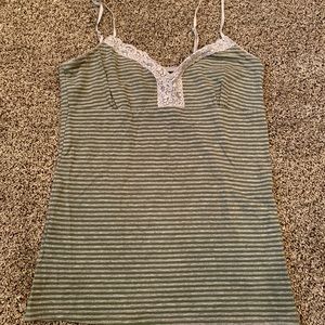 Faded Glory gray and green striped tank top